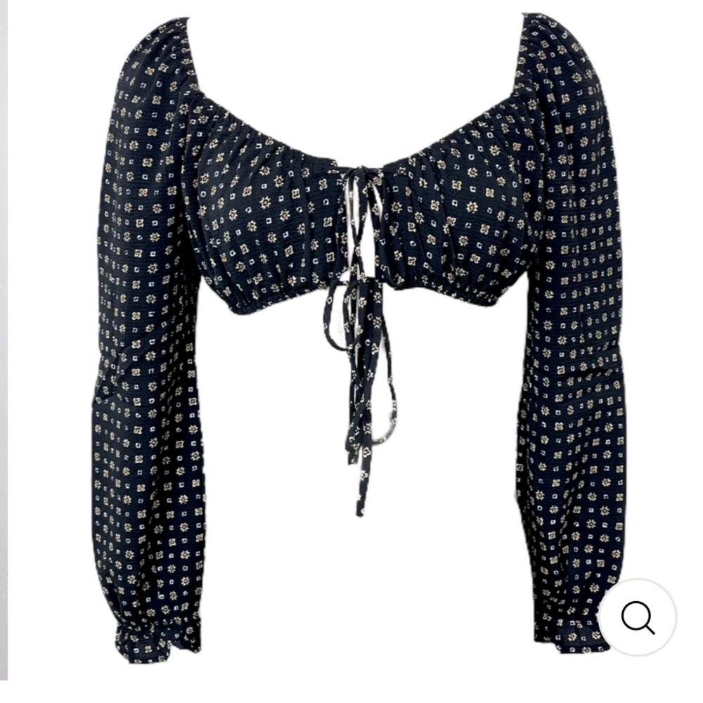 Black Cropped Top with flowers